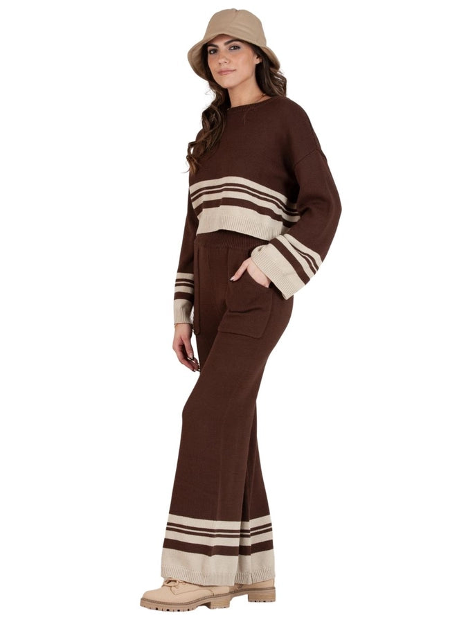 CHEYENNE SWEATER TOP AND PANT SET-COCO BEIGE