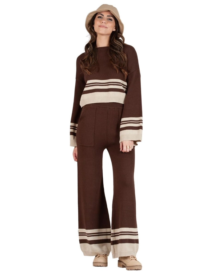 CHEYENNE SWEATER TOP AND PANT SET-COCO BEIGE