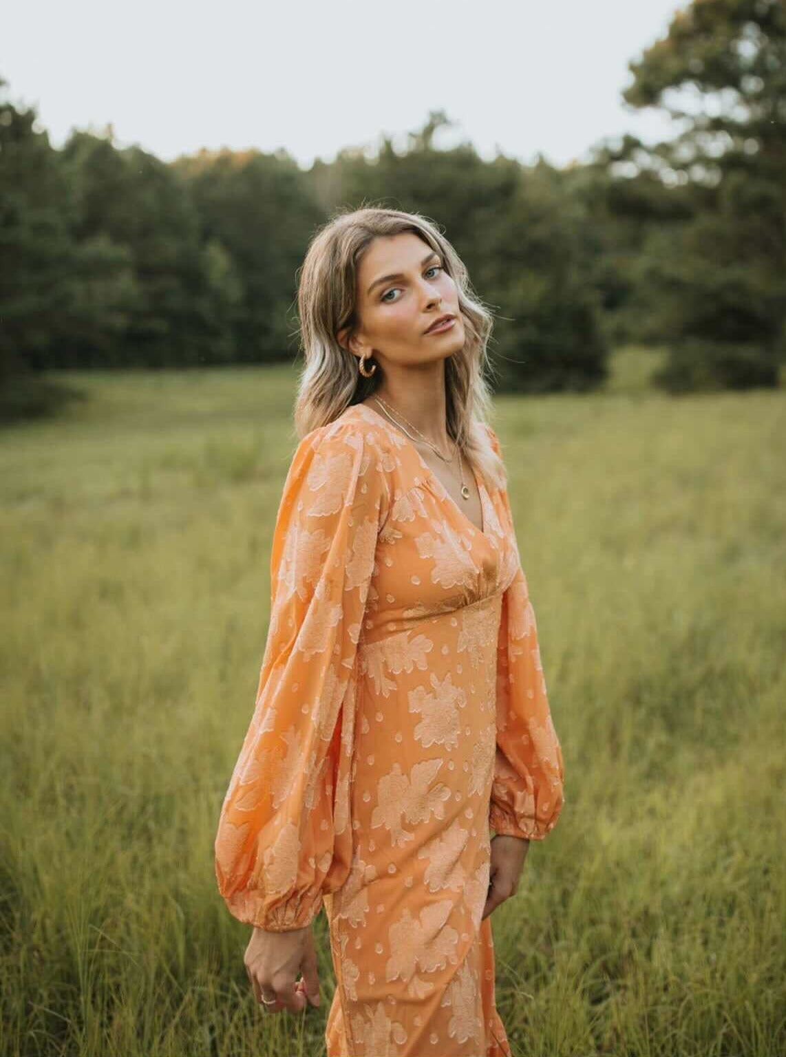 PATRAS MIDI DRESS-TANGERINE