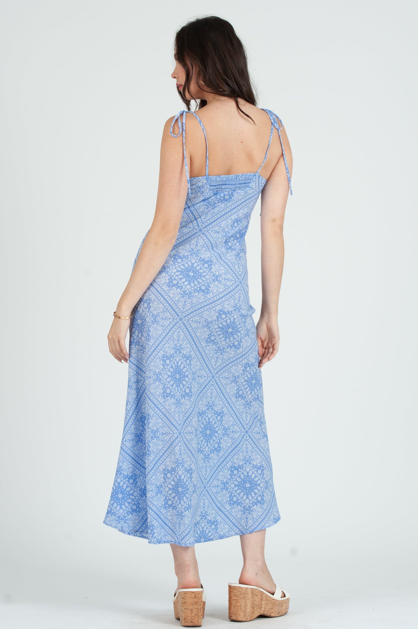 Women's Western Bandana Print Midi Slip Dress