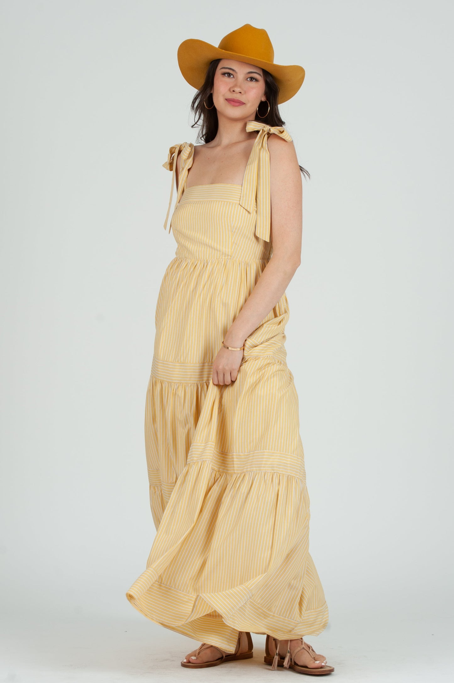 Women's Striped Maxi Tier Dress