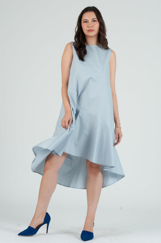 Women's Poplin Sleeveless Hi Low Dress