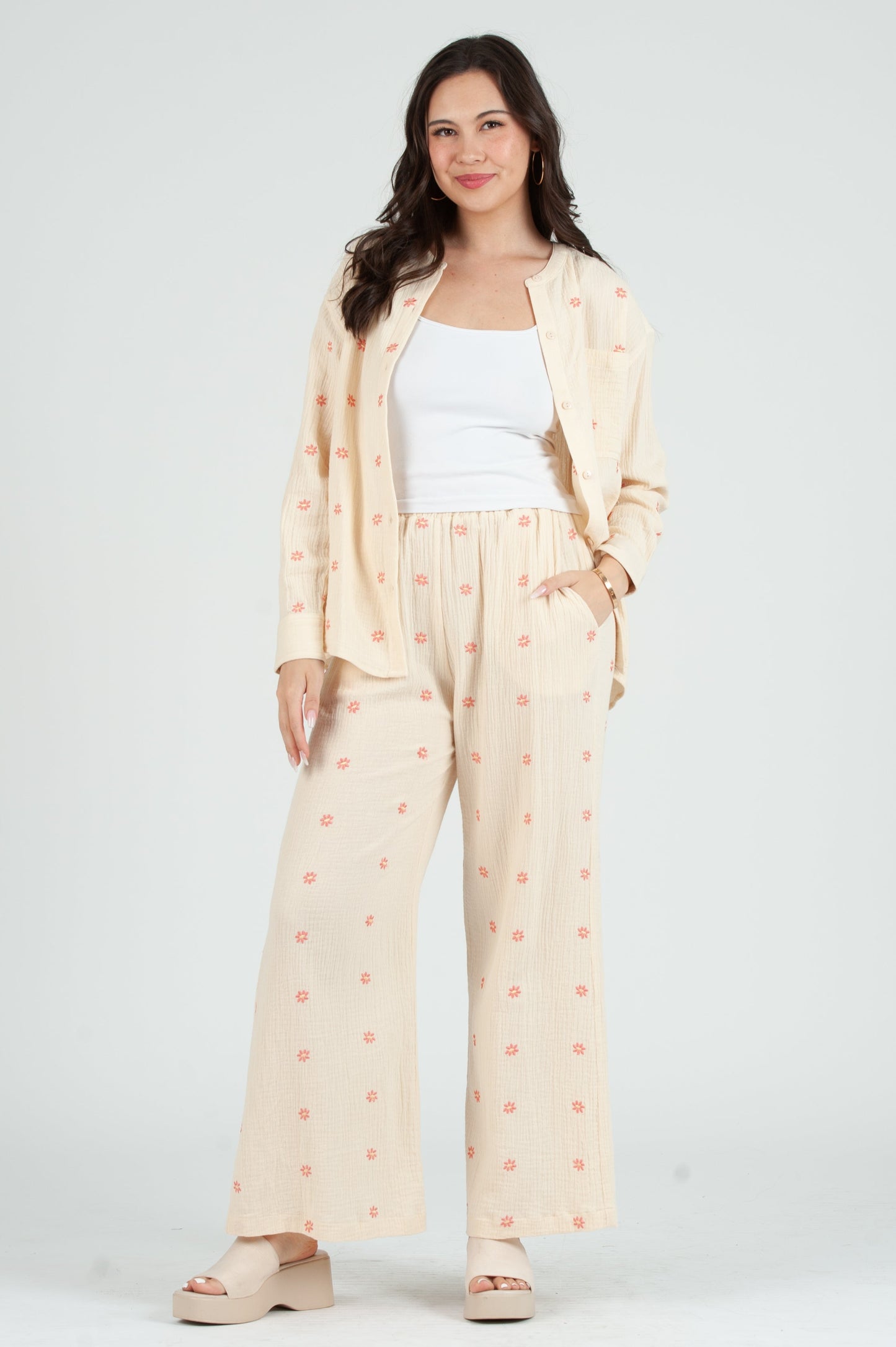 Women's Gauze Elastic Waist Pants