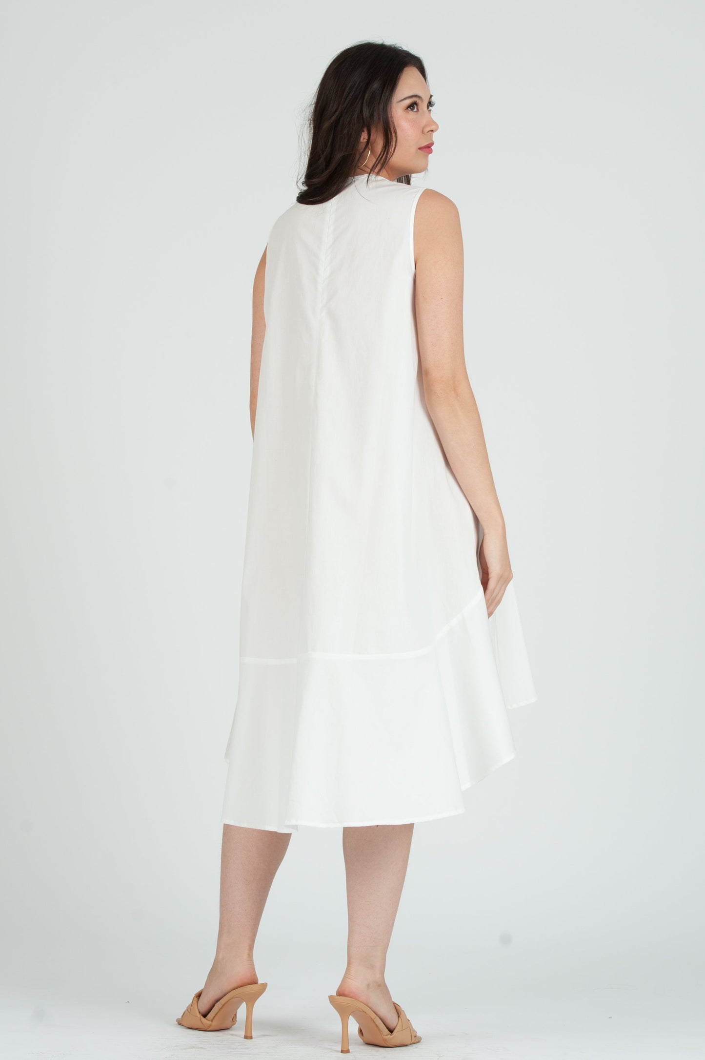 Women's Poplin Sleeveless Hi Low Dress