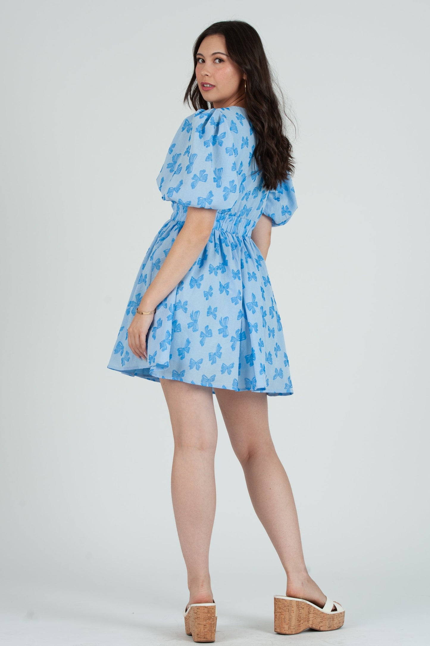 Women's Bow embossed Mini Dress