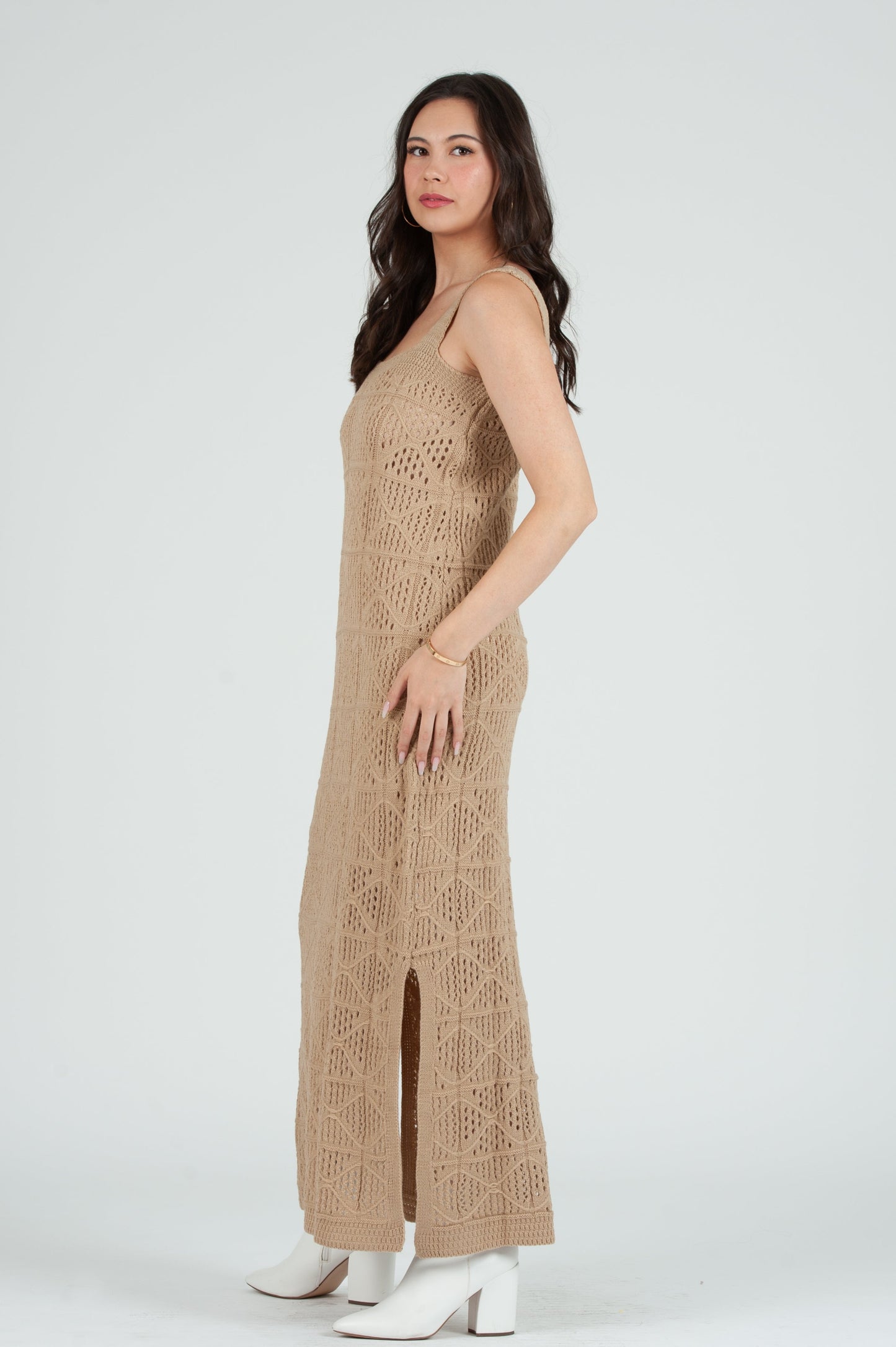 Women's Crochet Tank Maxi Dress with Slip Dress