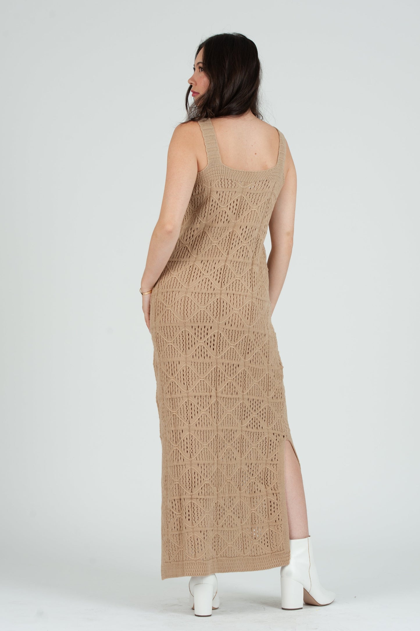 Women's Crochet Tank Maxi Dress with Slip Dress