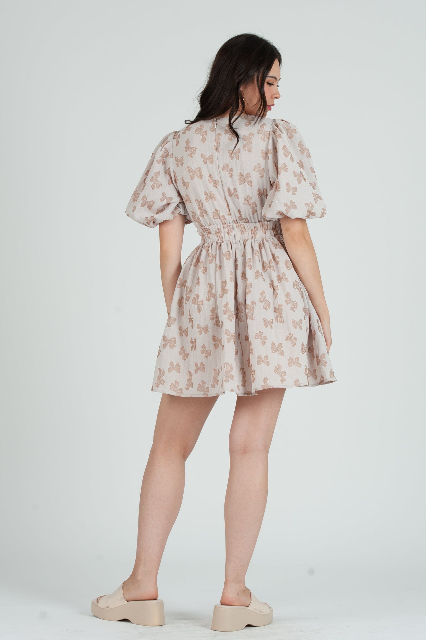 Women's Bow embossed Mini Dress