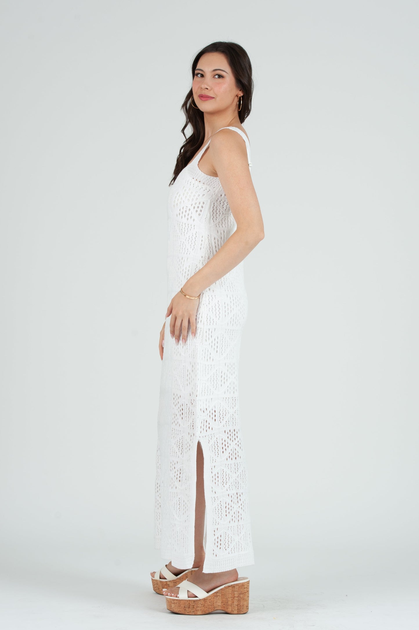 Women's Crochet Tank Maxi Dress with Slip Dress
