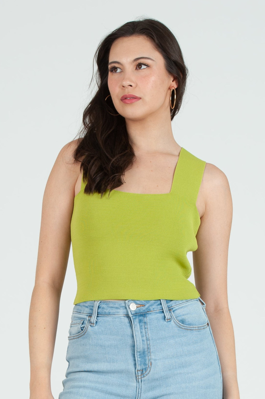 Women's Pastel Knit Square Neck Tank Top