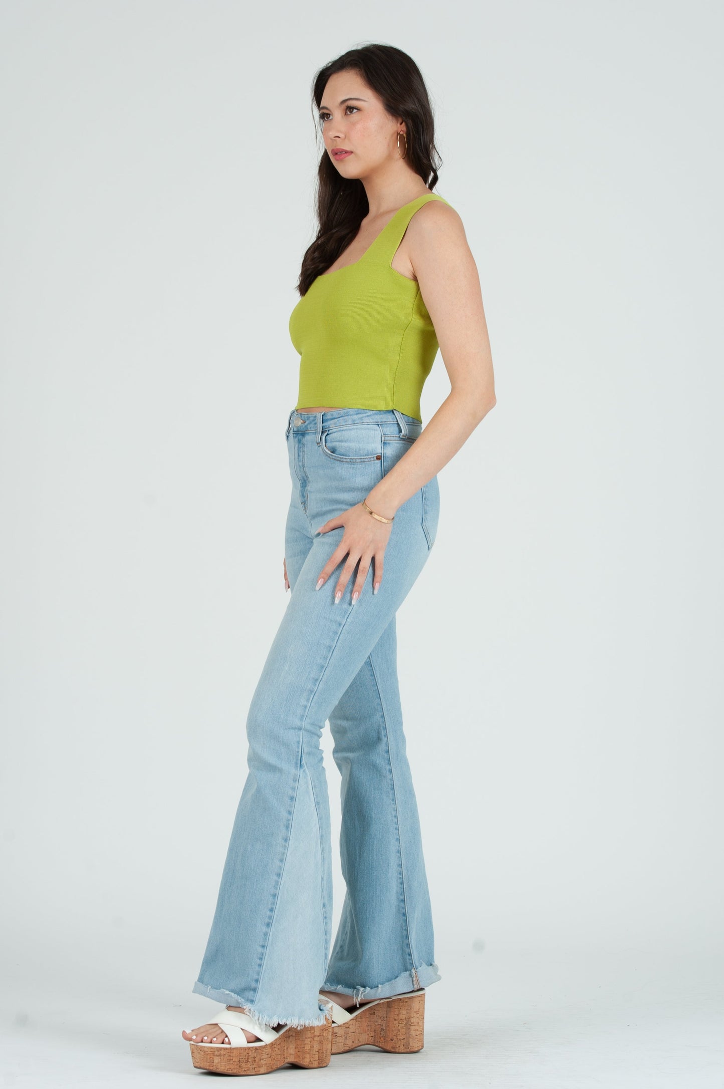 Women's Pastel Knit Square Neck Tank Top