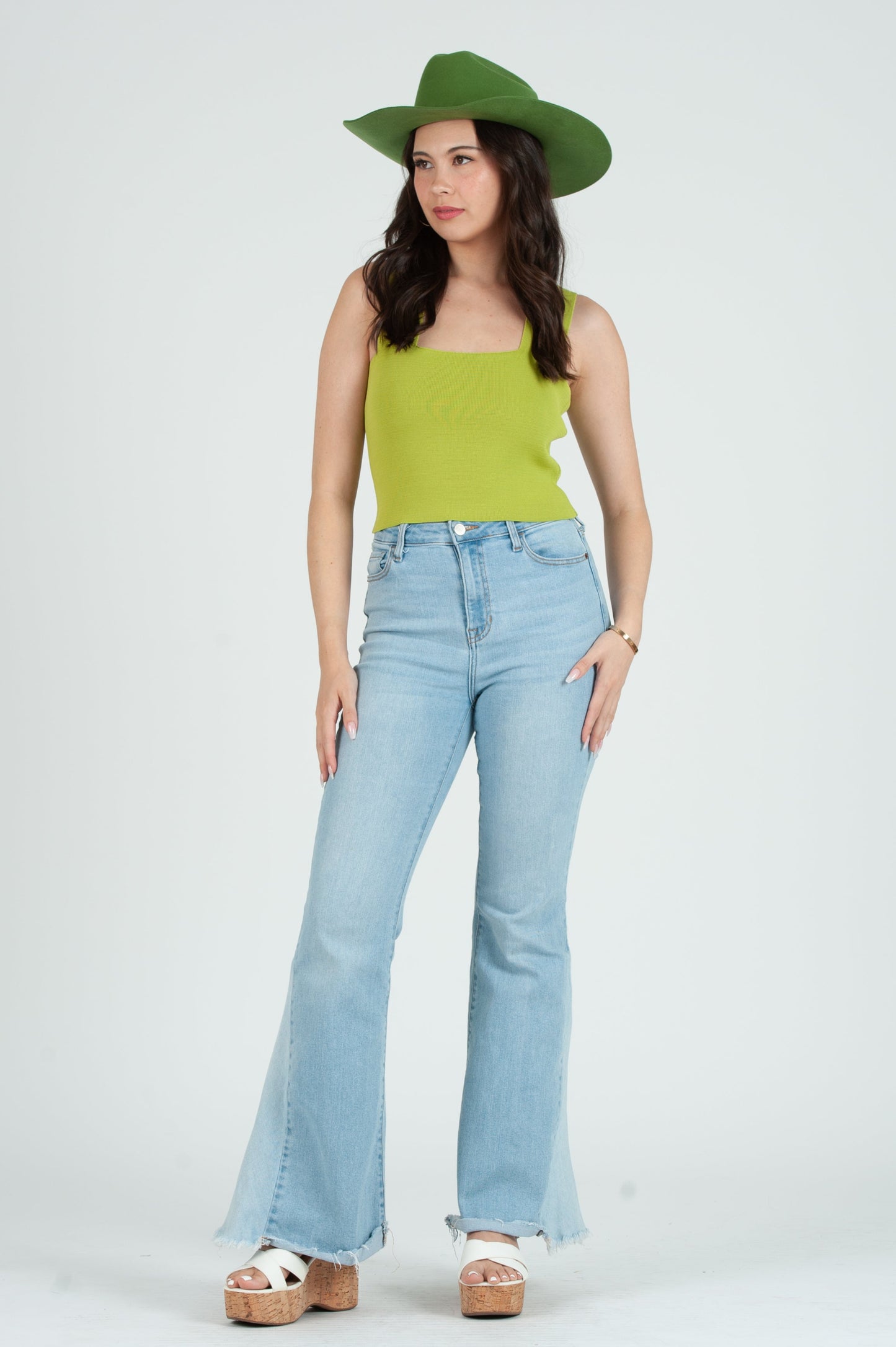 Women's Pastel Knit Square Neck Tank Top