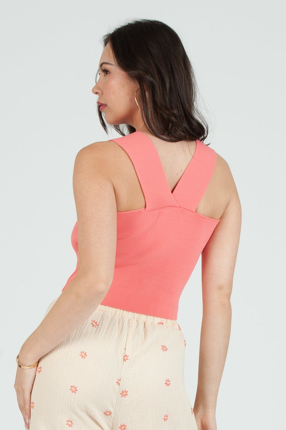 Women's Pastel Knit Square Neck Tank Top