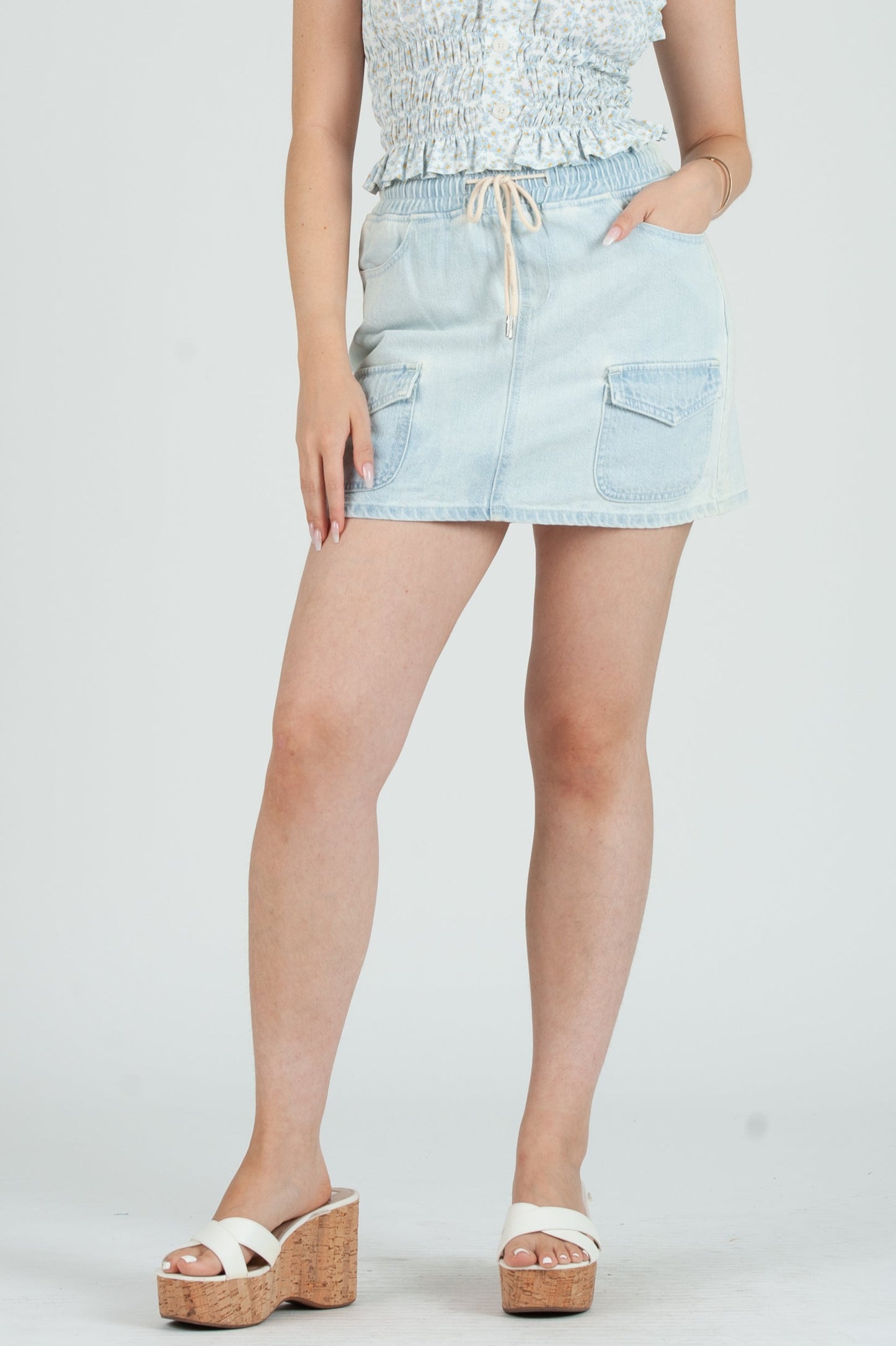 Women's Light Denim Cargo Skort