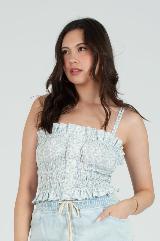 Women's Daisy Printed Smocked Cami Top
