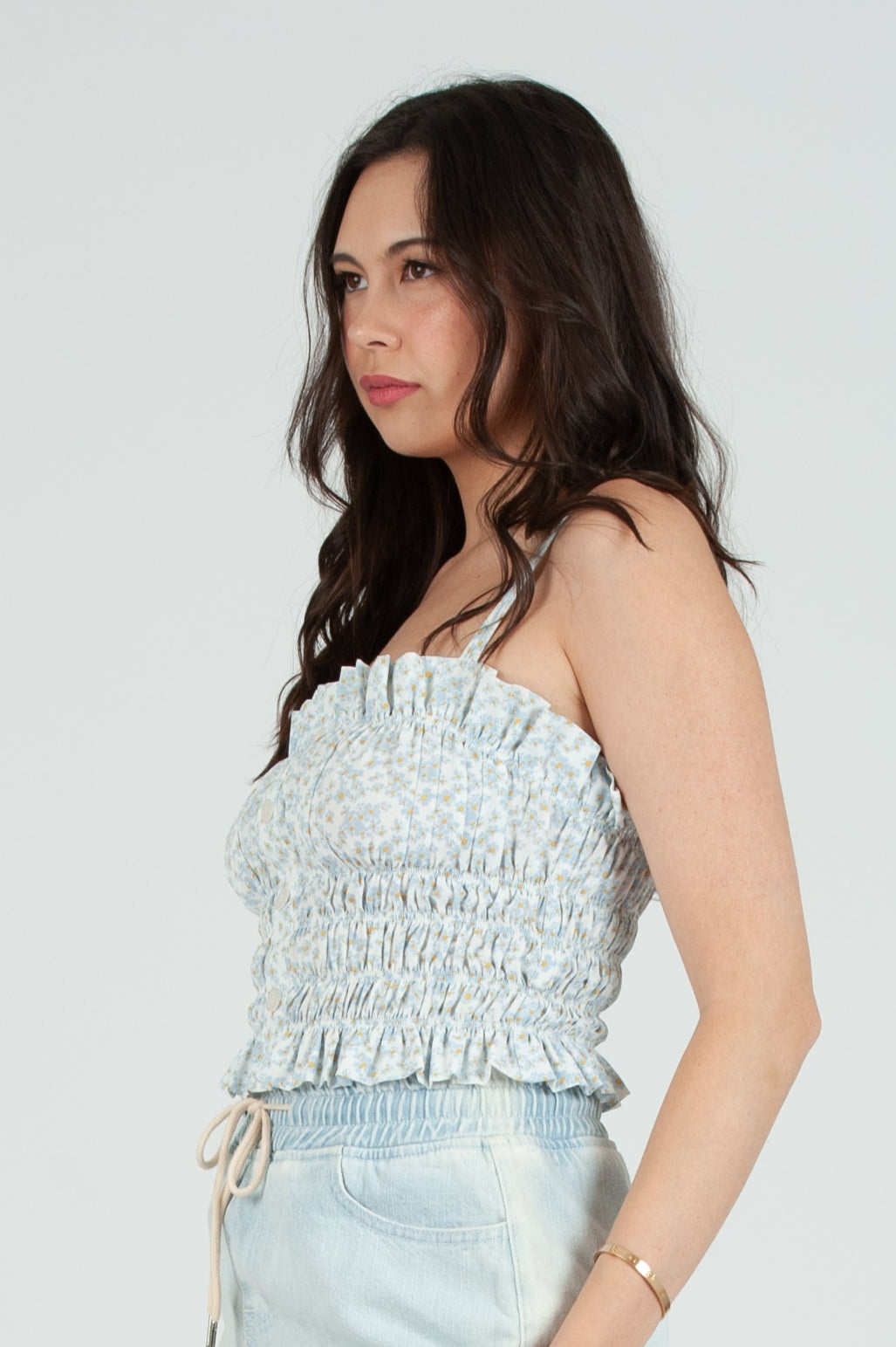 Women's Daisy Printed Smocked Cami Top