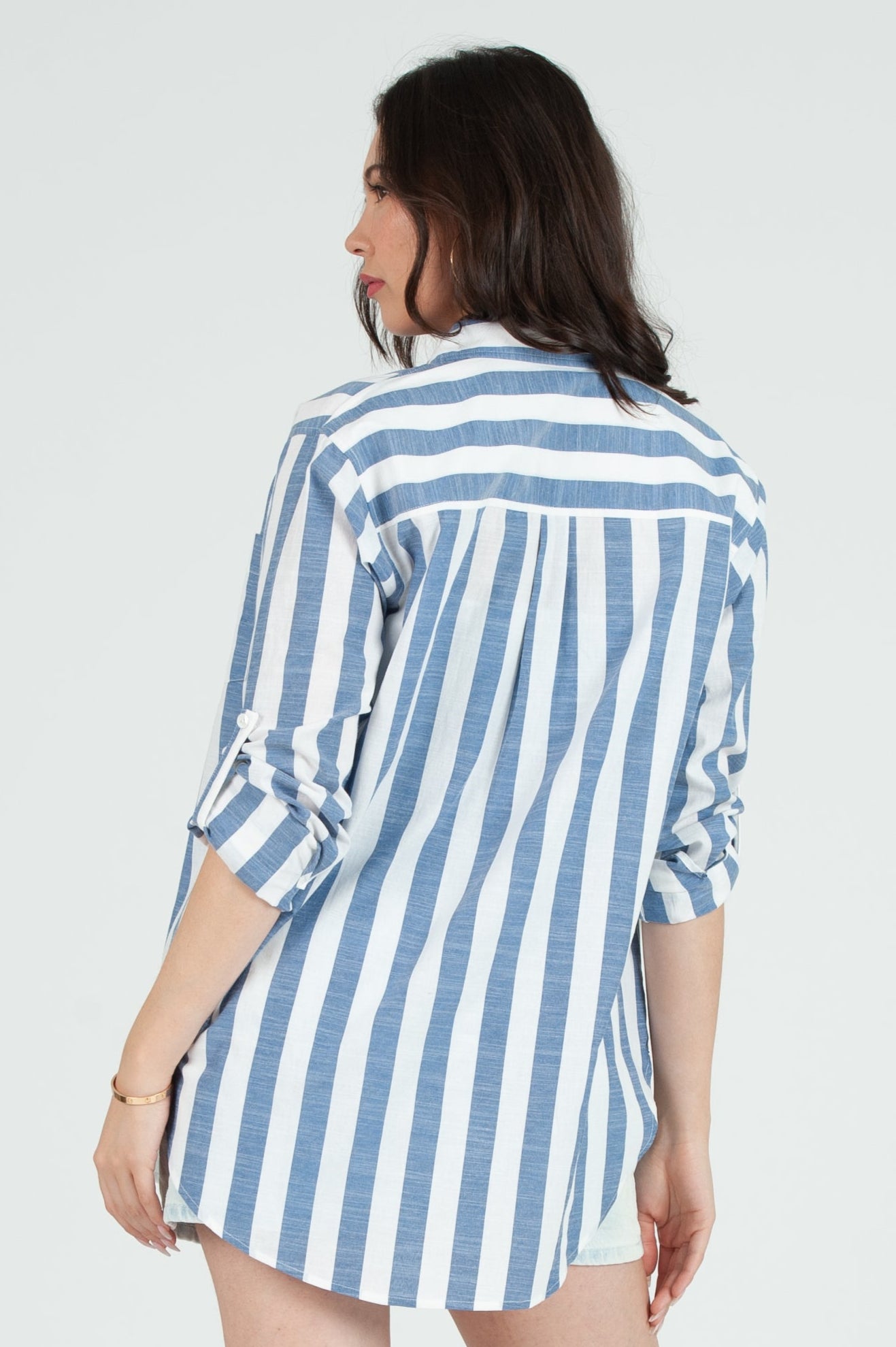 Women's Linen Striped Button Down Shirt