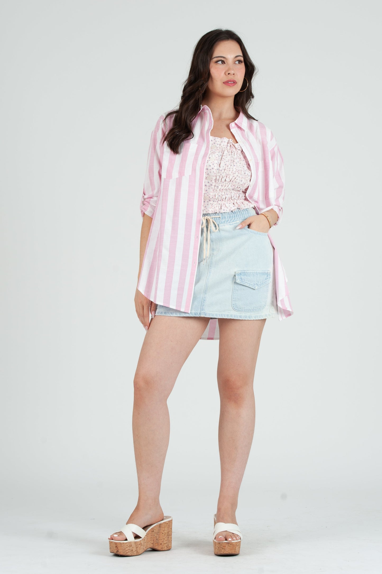 Women's Light Denim Cargo Skort