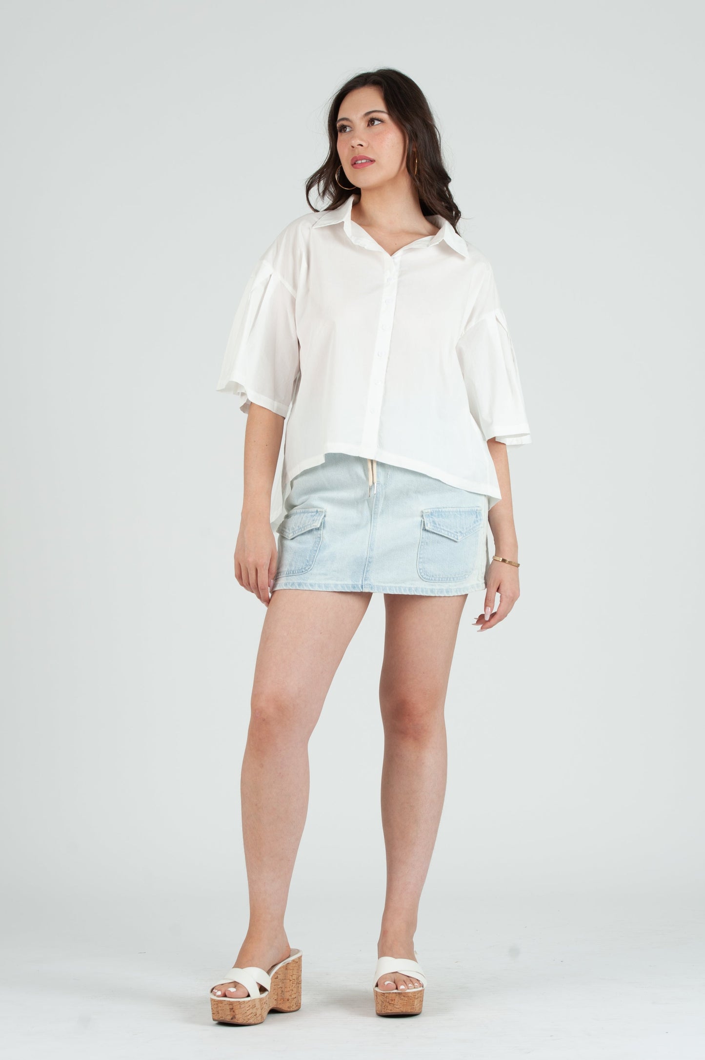 Women's Light Denim Cargo Skort