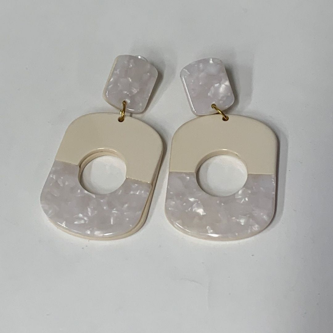 DIANA EARRINGS-WHITE TORTOISE MIX