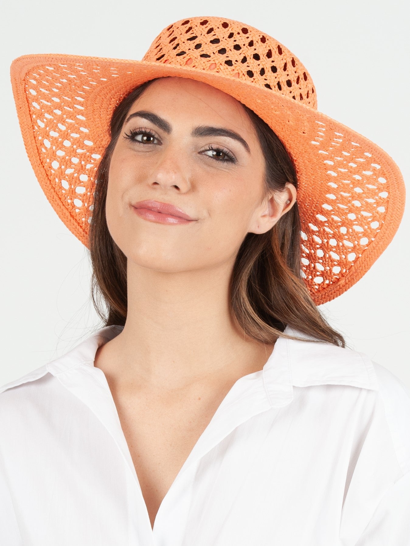 SUMMER SUN RATTAN BOATER HAT-APRICOT