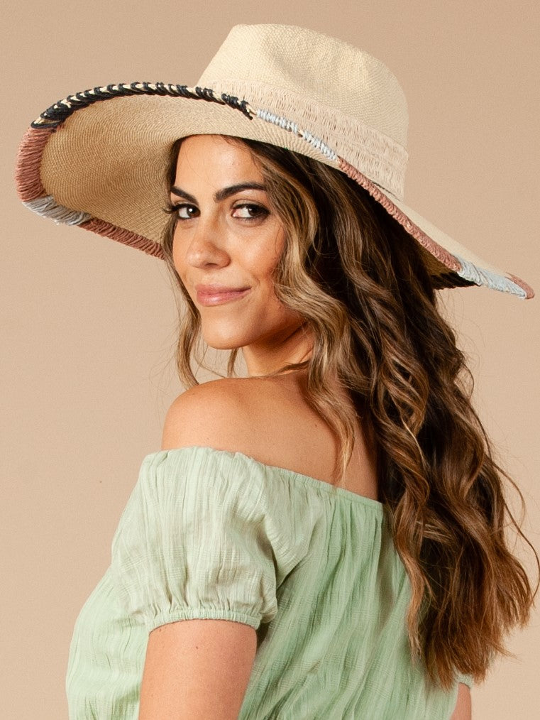 BOUVET WHIP STITCH WIDE BRIM SUN HAT-MAUVE