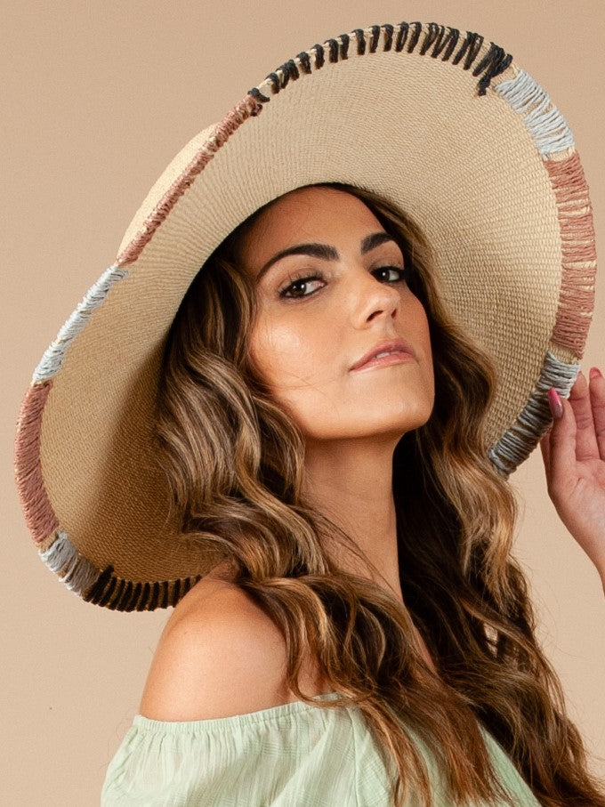 BOUVET WHIP STITCH WIDE BRIM SUN HAT-MAUVE