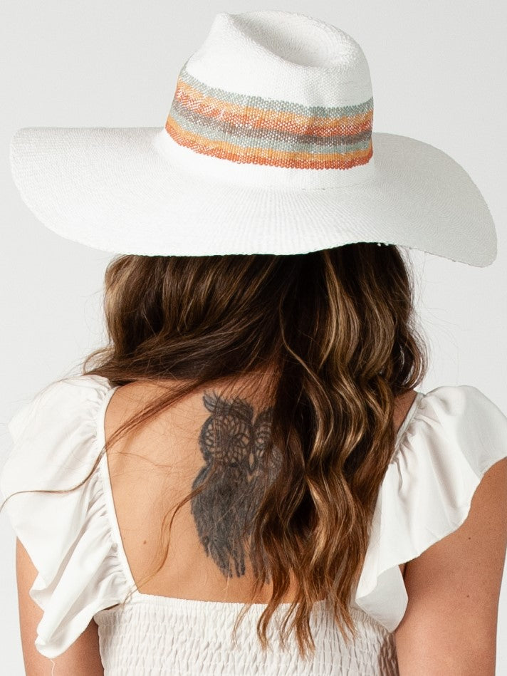 SANTORINI WIDE BRIM FEDORA-WHITE