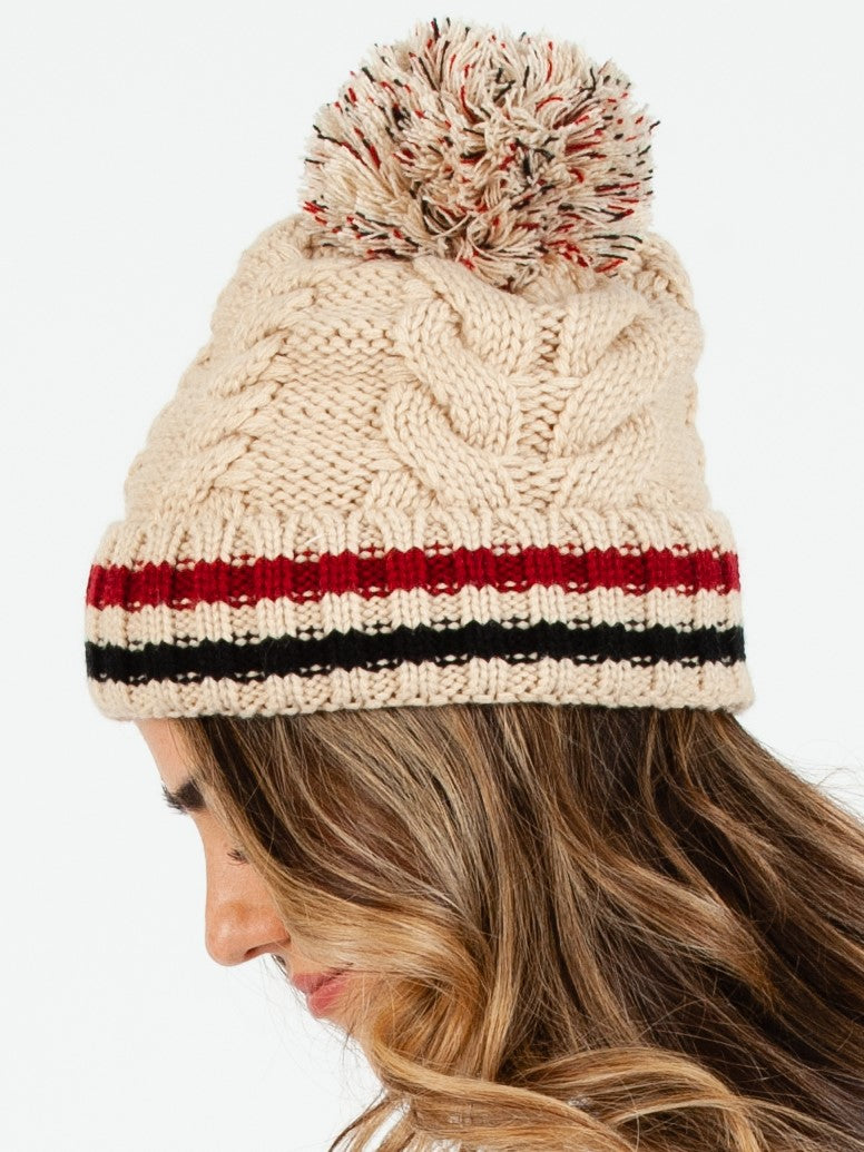 PRINCETON VARSITY BEANIE-BEIGE