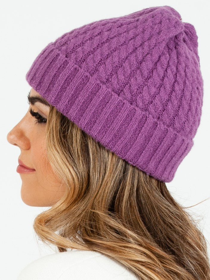 BOLIVAR I TWIST RIBBED BEANIE-PURPLE