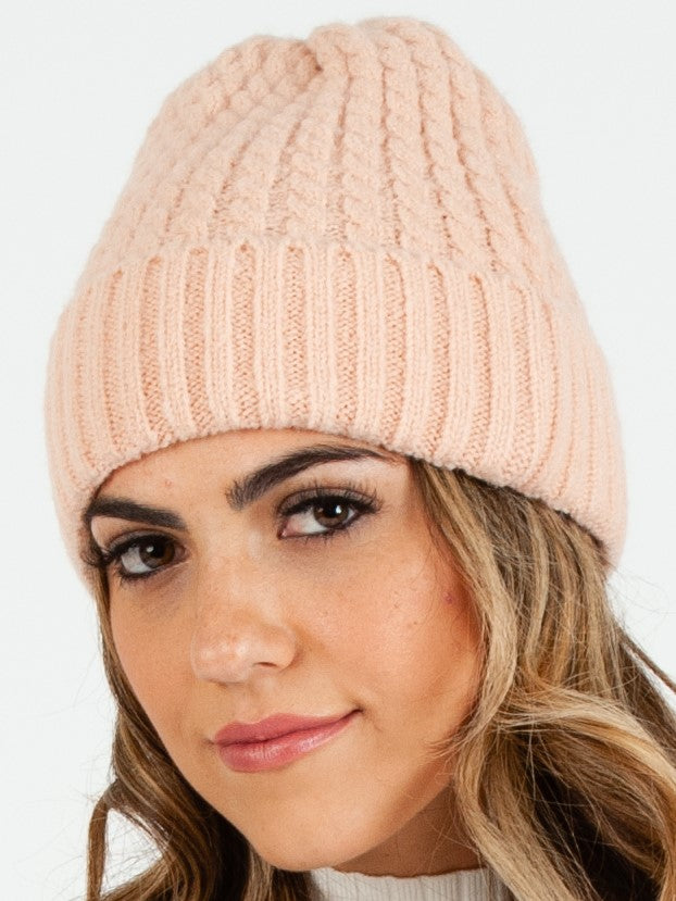 BOLIVAR I TWIST RIBBED BEANIE-BLUSH
