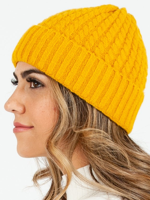 BOLIVAR II TWIST RIBBED BEANIE-MUSTARD