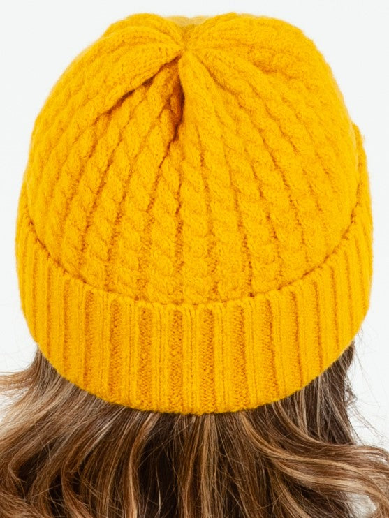 BOLIVAR II TWIST RIBBED BEANIE-MUSTARD