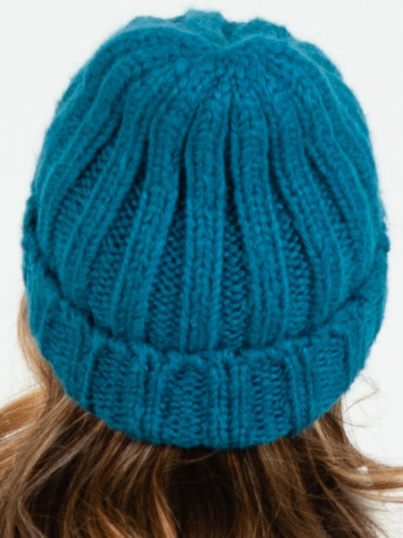 MASSIF THICK RIBBED BEANIE-TEAL