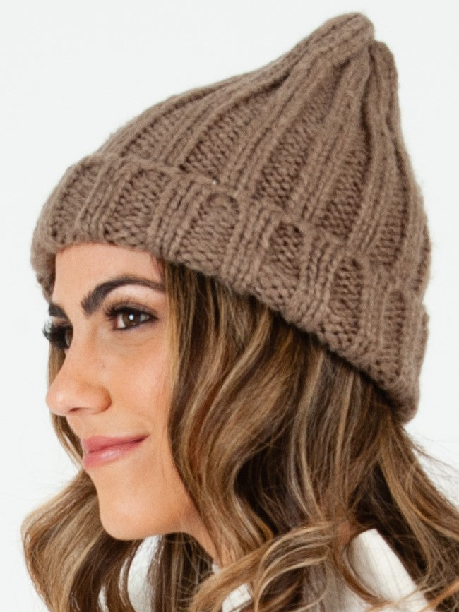 MASSIF THICK RIBBED BEANIE-OYSTER