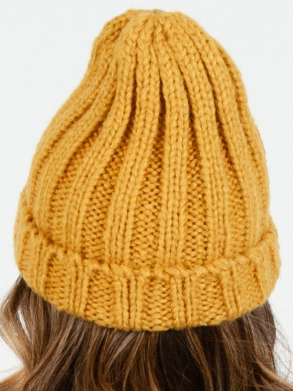 MASSIF THICK RIBBED BEANIE-MUSTARD