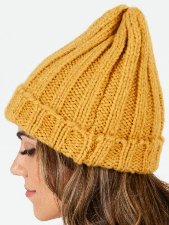 MASSIF THICK RIBBED BEANIE-MUSTARD