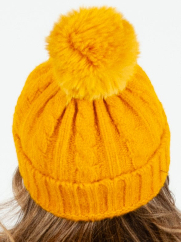 CAMEROON POM POM BEANIE-MUSTARD