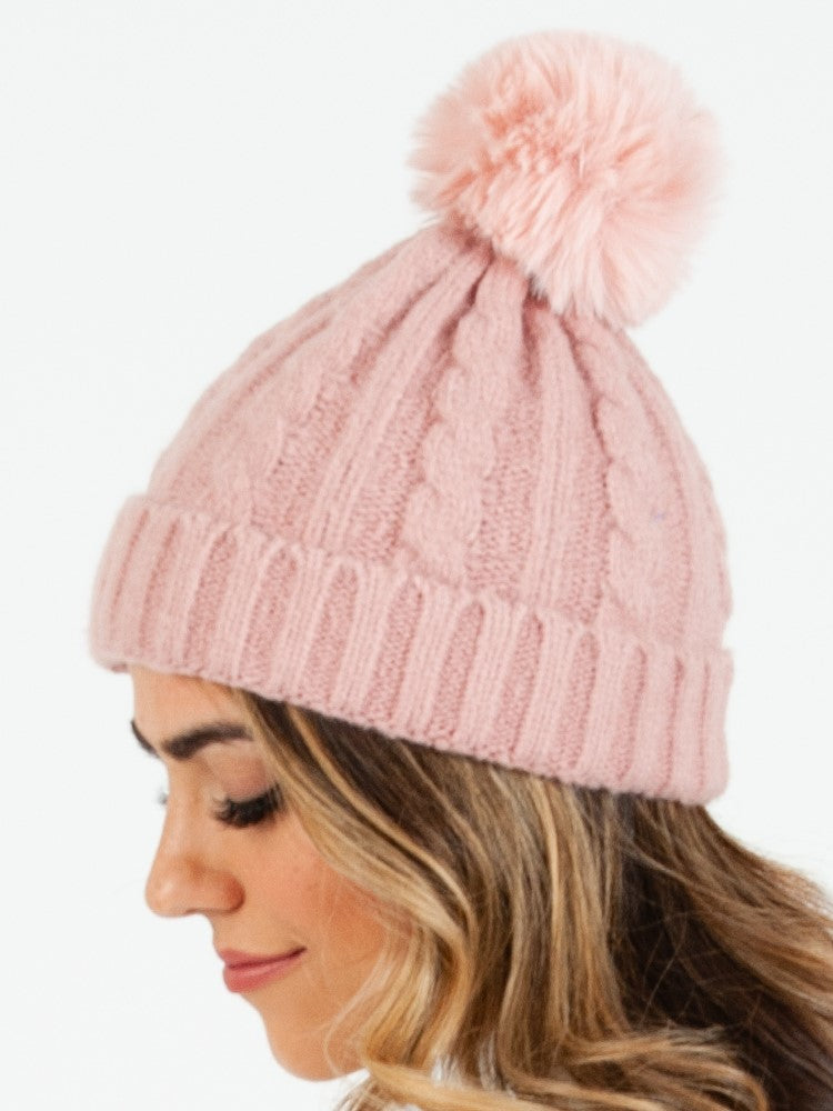 CAMEROON POM POM BEANIE-MAUVE