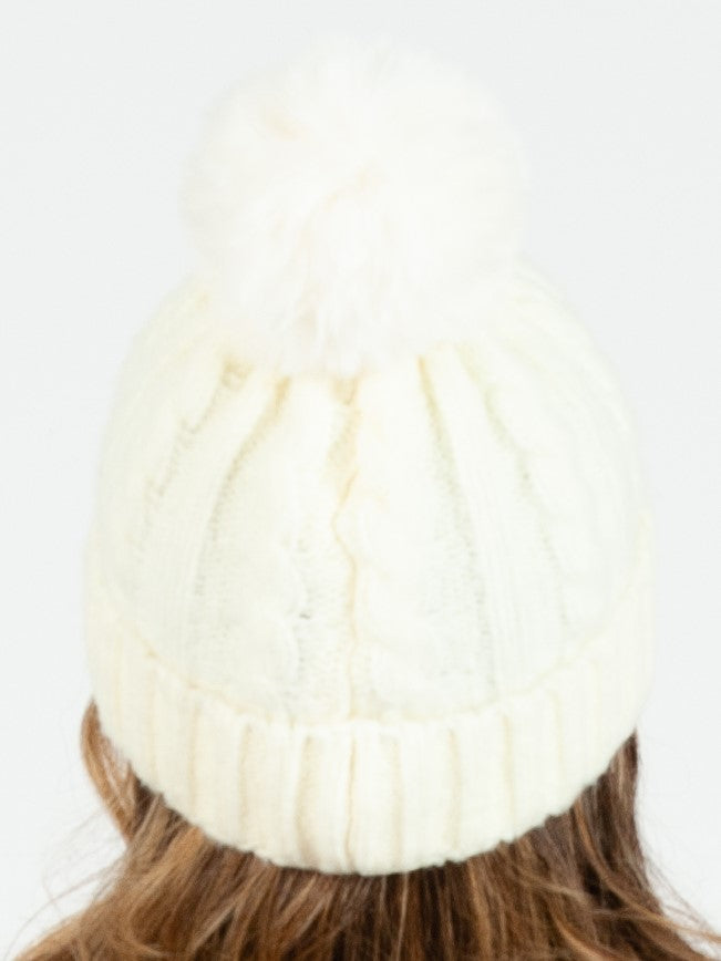 CAMEROON POM POM BEANIE-IVORY