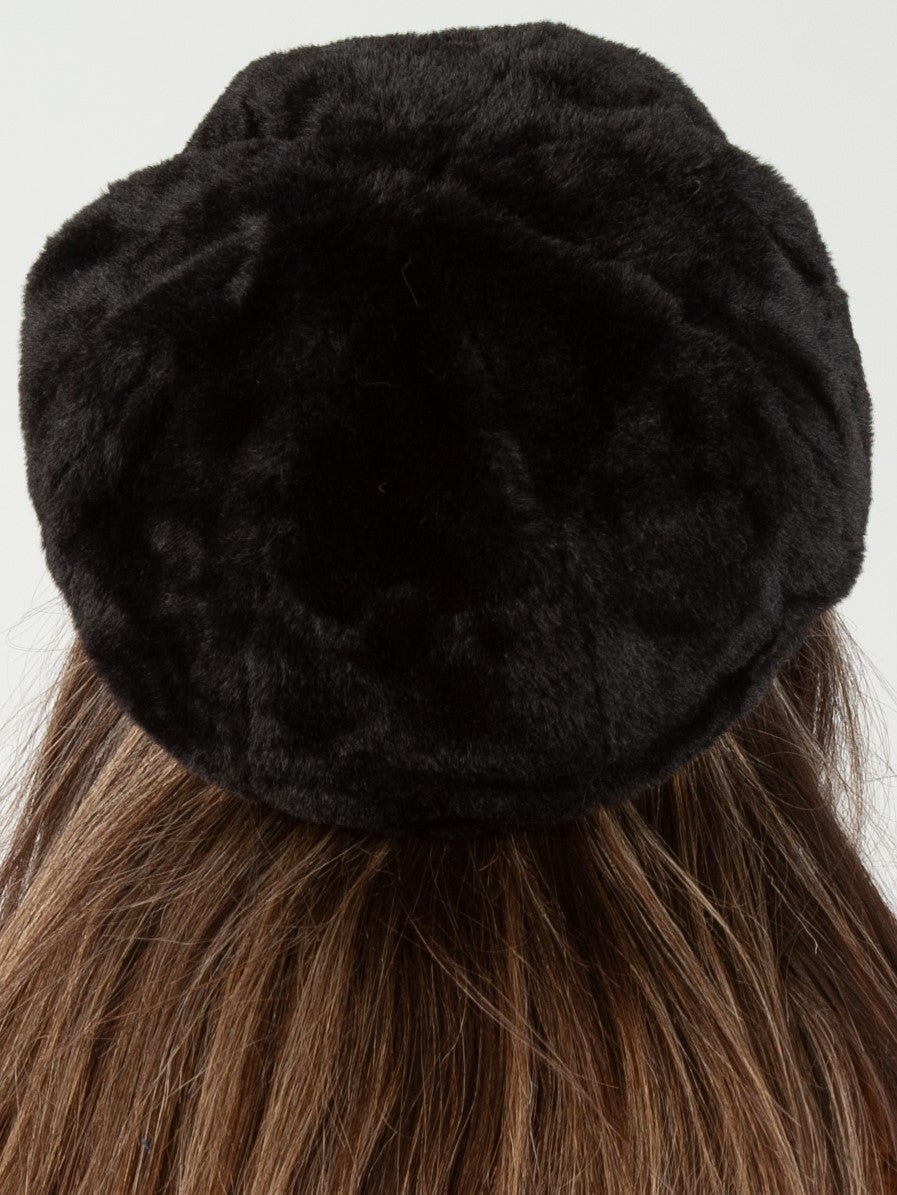 SEZANNE FAUX MINK BERET-BLACK