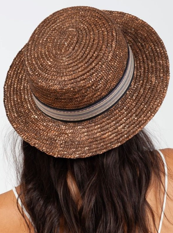 HUCK STRAW BOATER HAT-CHOCO