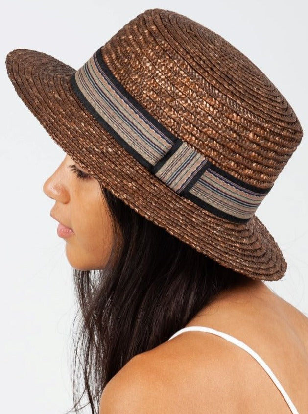 HUCK STRAW BOATER HAT-CHOCO