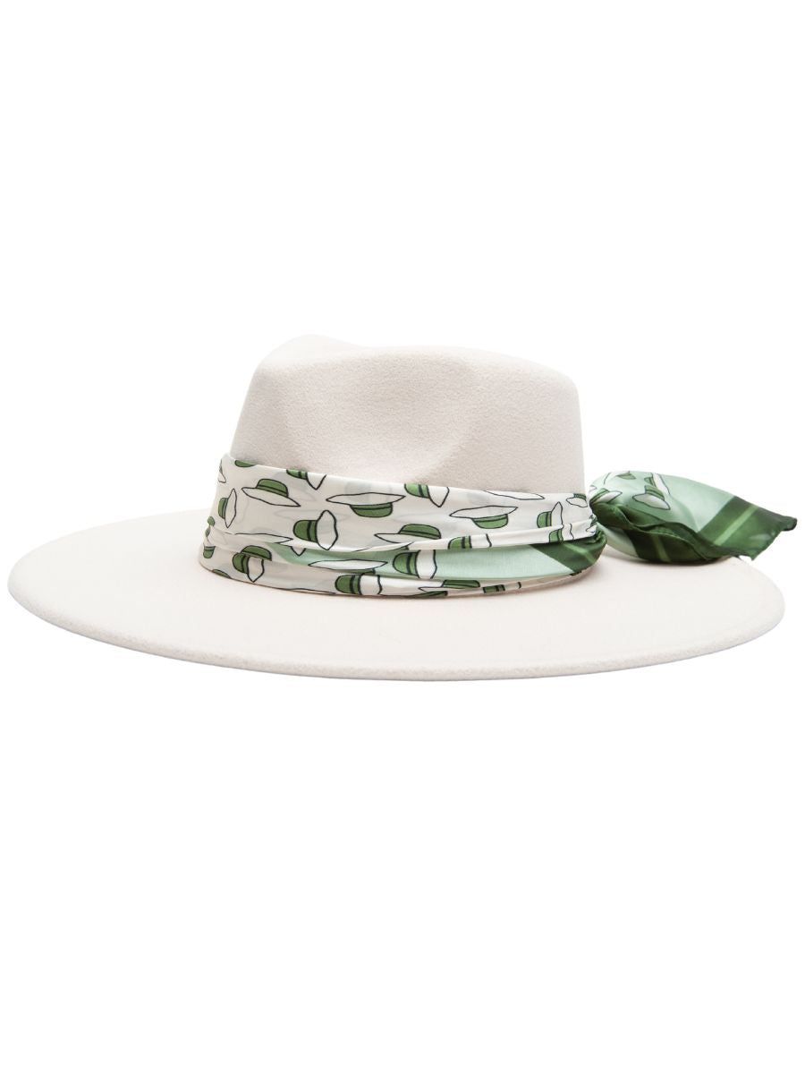 GARDEN GREENS RANCHER HAT WITH SCARF TRIM