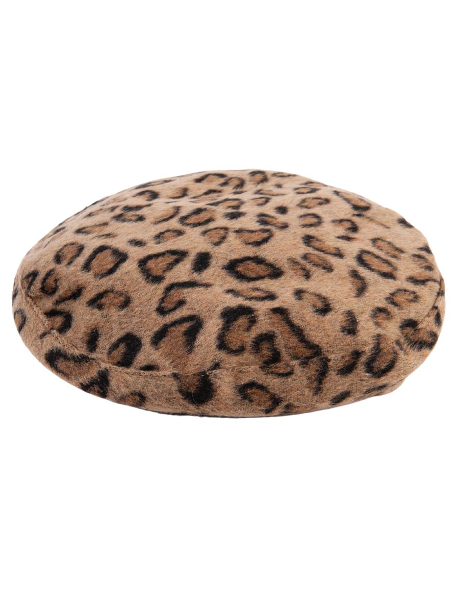 GARRET ANIMAL PRINT BERET-TAN