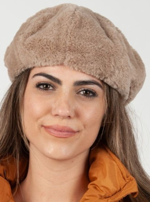 SEZANNE FAUX MINK BERET-MINK NATURAL