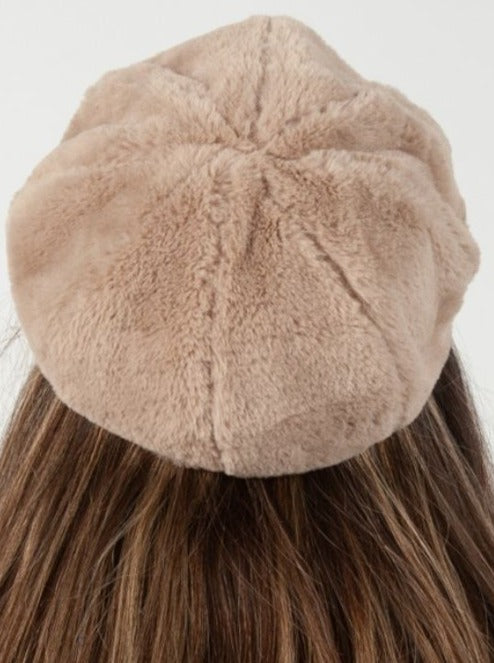 SEZANNE FAUX MINK BERET-MINK NATURAL