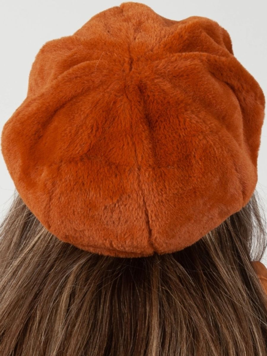 SEZANNE FAUX MINK BERET-TOBACCO