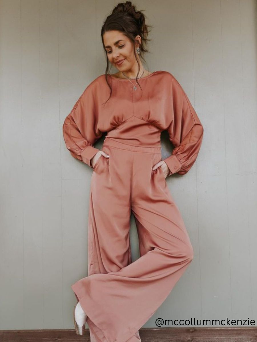 Women's Blouse & Wide Leg Pant Set