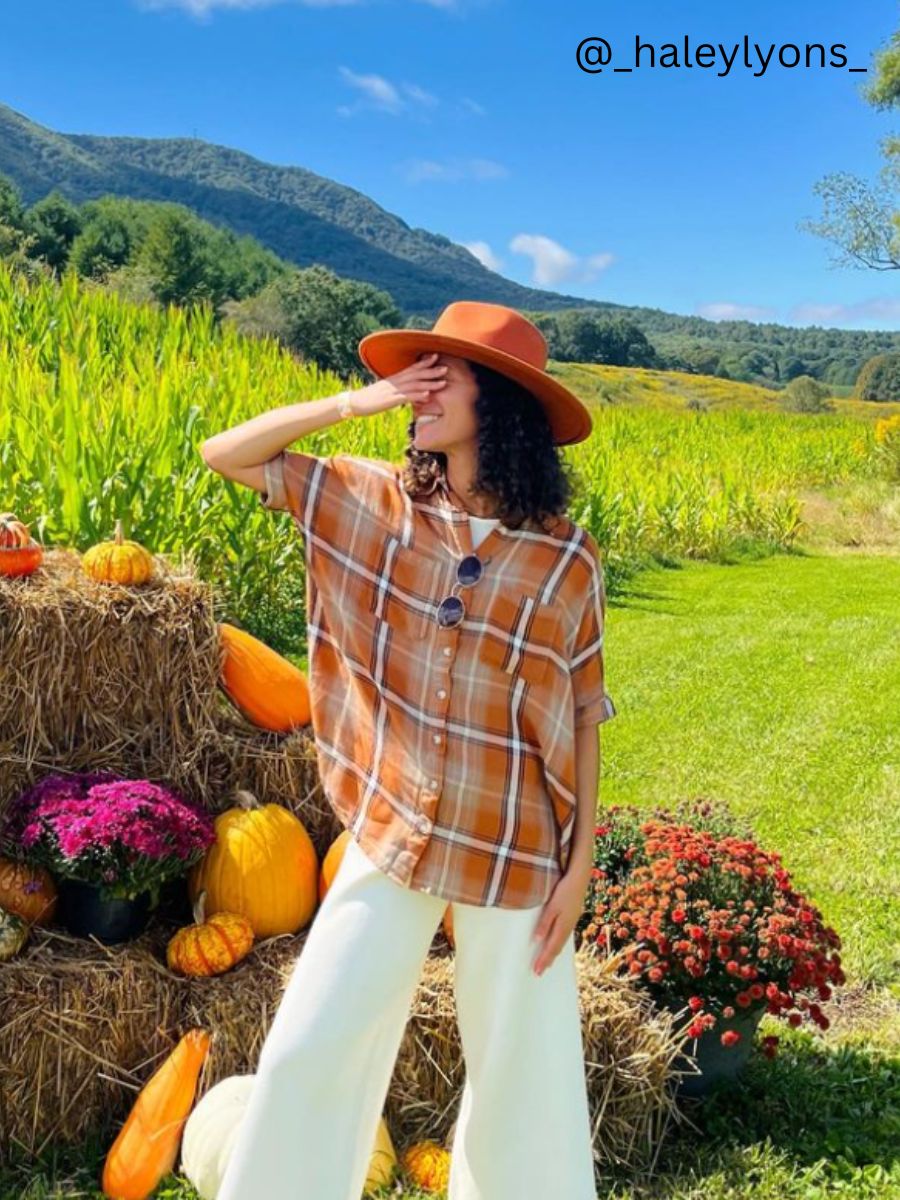 RYLIE PLAID TUNIC DRESS-PUMPKIN PLAID